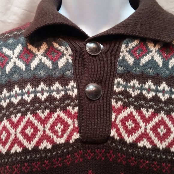 Ralph Lauren Nordic Ski Brown Sweater 89% Cotton, 5% Linen, 5% Silk, 1% Cashmere - Picture 3 of 9